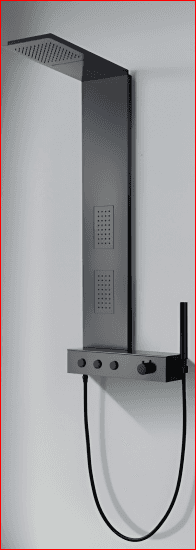 Brizzio Piano Key Luxury Multi-Function Shower Panel - Black (PS-5992BK)