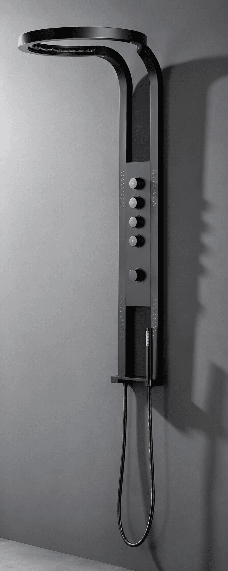 Brizzio Halo Ring Multi-Function Luxury Shower Panel - Matte Black (PS-5967-1)