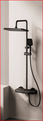 Brizzio Piano-Key Multi-Function Exposed Shower System - Matte Black (PS-577BK)