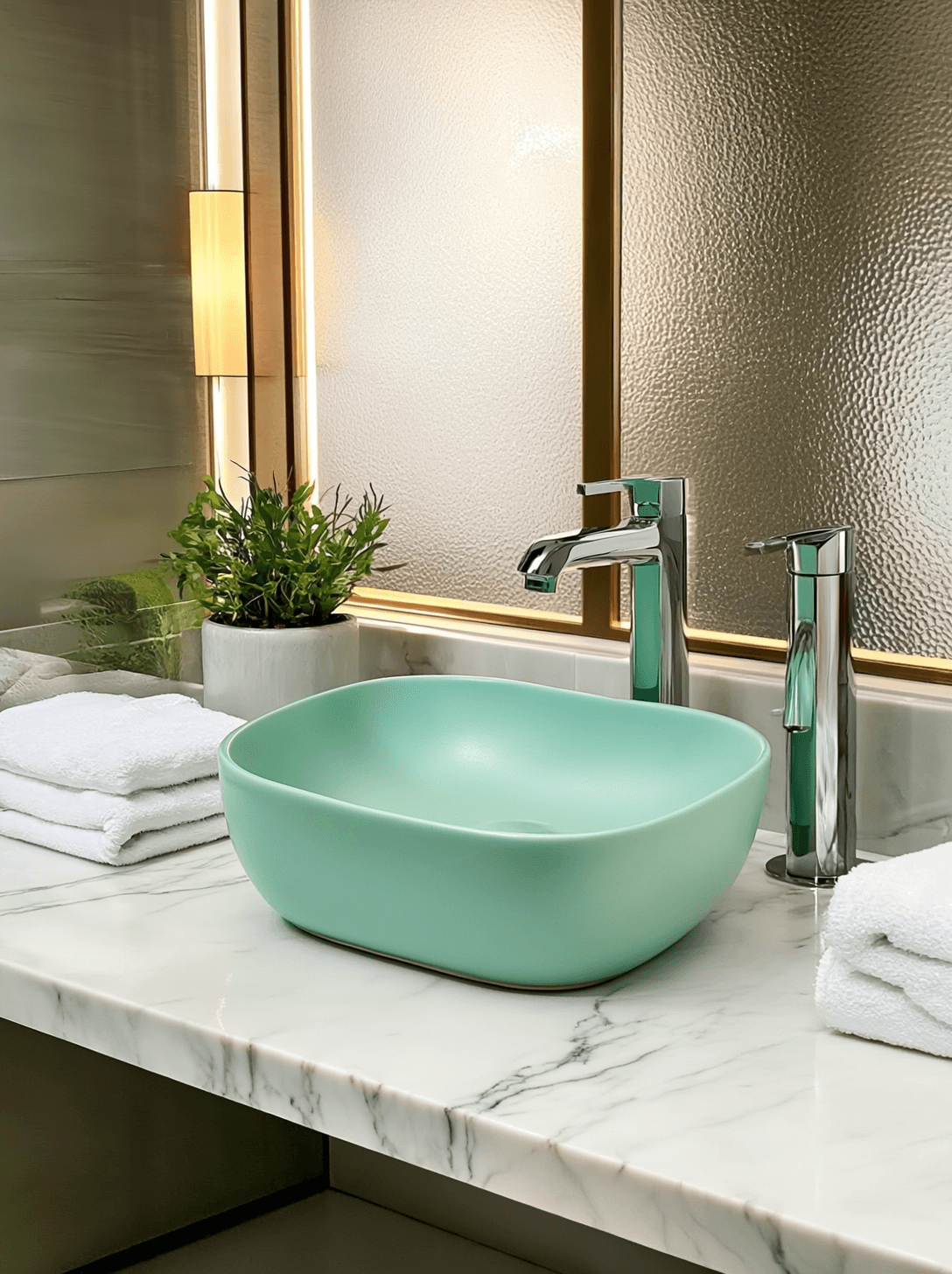 Brizzio PS-331 Oval Table Top Wash Basin – Matte Mint