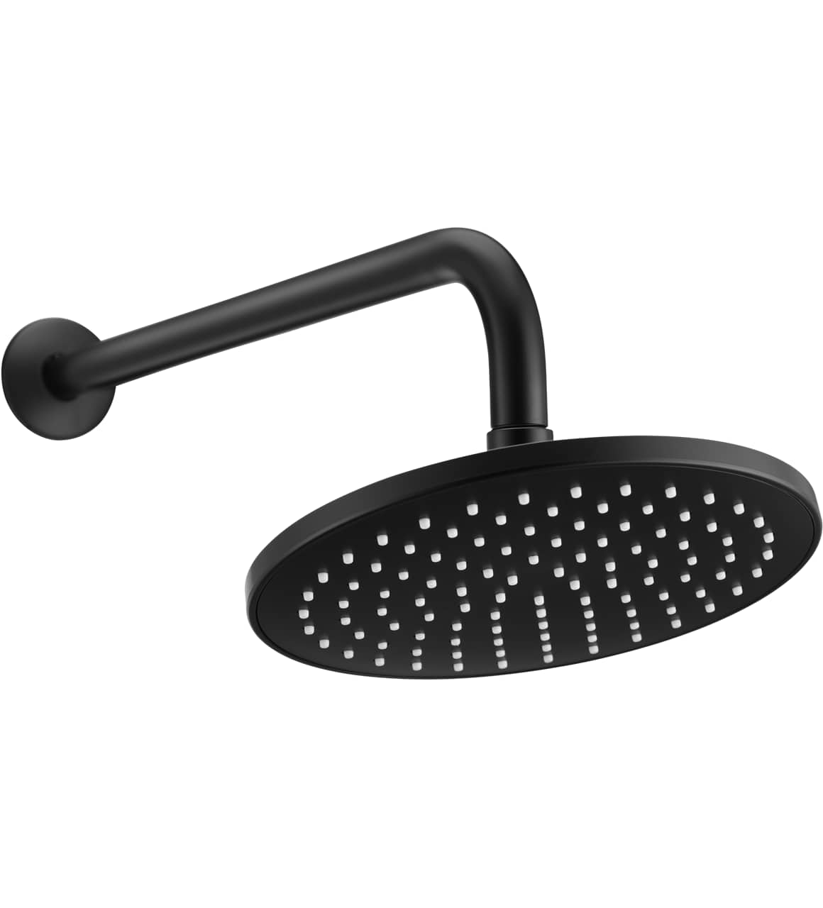 Parryware Single Flow 200mm Round Overhead Shower with 450mm Arm - Matte Black (T99077C)